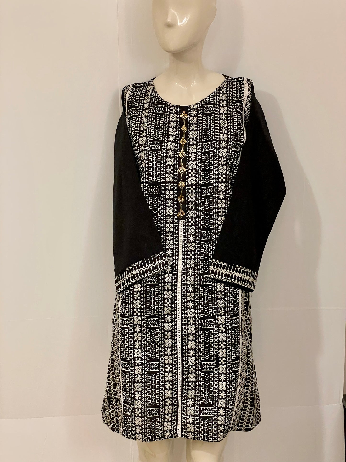 Pakistani Indian Embroidered Sequins Kurta Cotton Top Dress Kameez Shirt