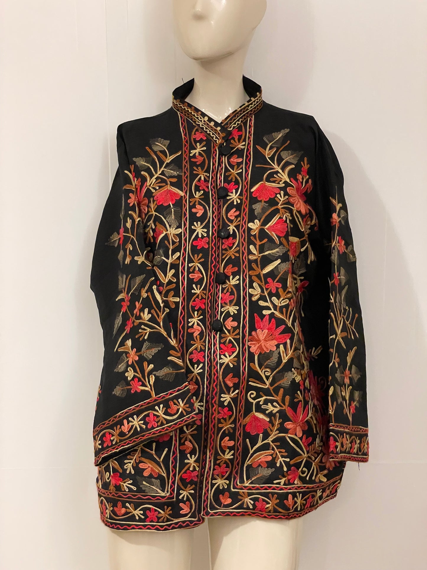 Pakistani Indian Embroidered Kurti Cotton Silk Short Kameez Top floral Thread Work