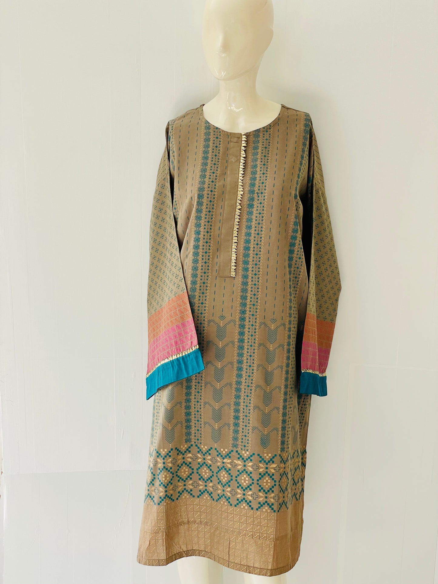 Pakistani Indian Blockprint Kurta Kurti Cotton lawn Top Dress Kameez