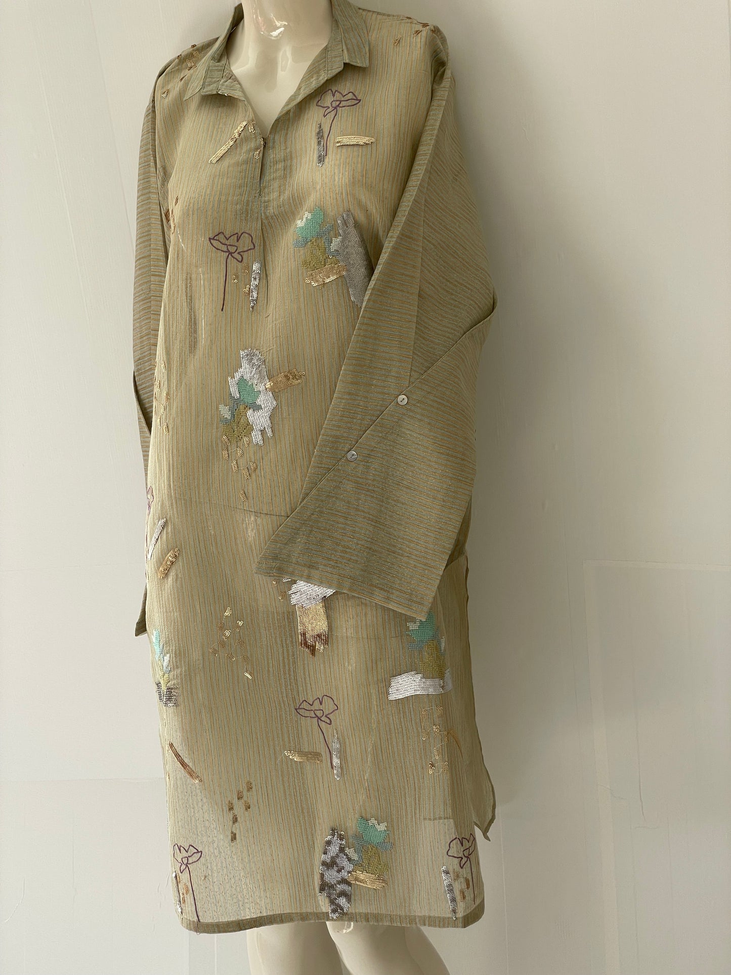 Pakistani Indian Embroidered Cotton net Dress Floral Kameez