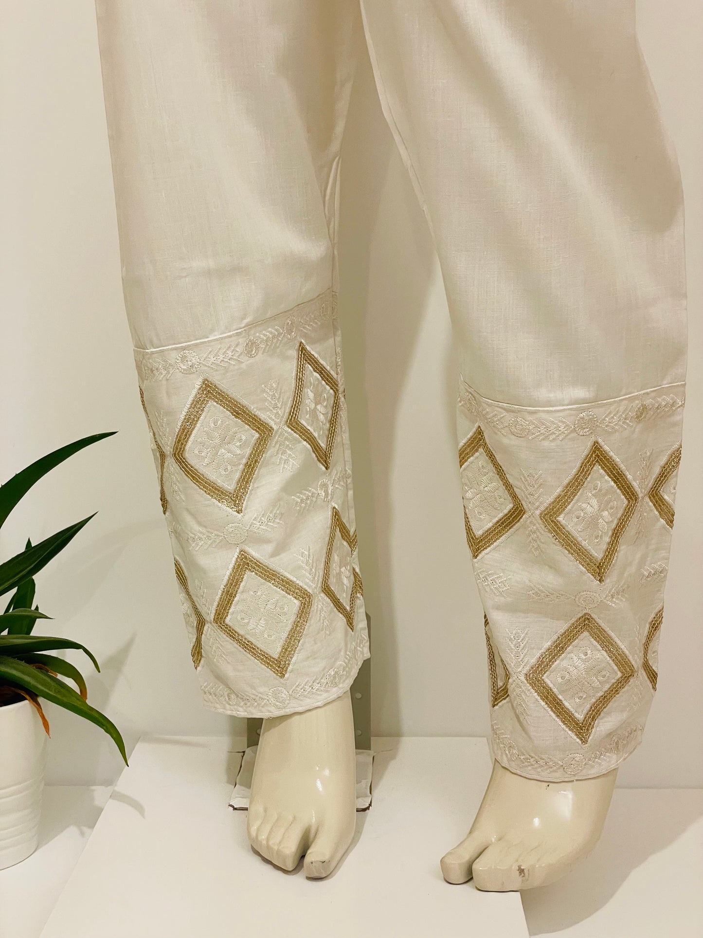 Indian Pakistani Embroidered Trousers Cigarette Pants Pure cotton slim fit trousers pencil style pants