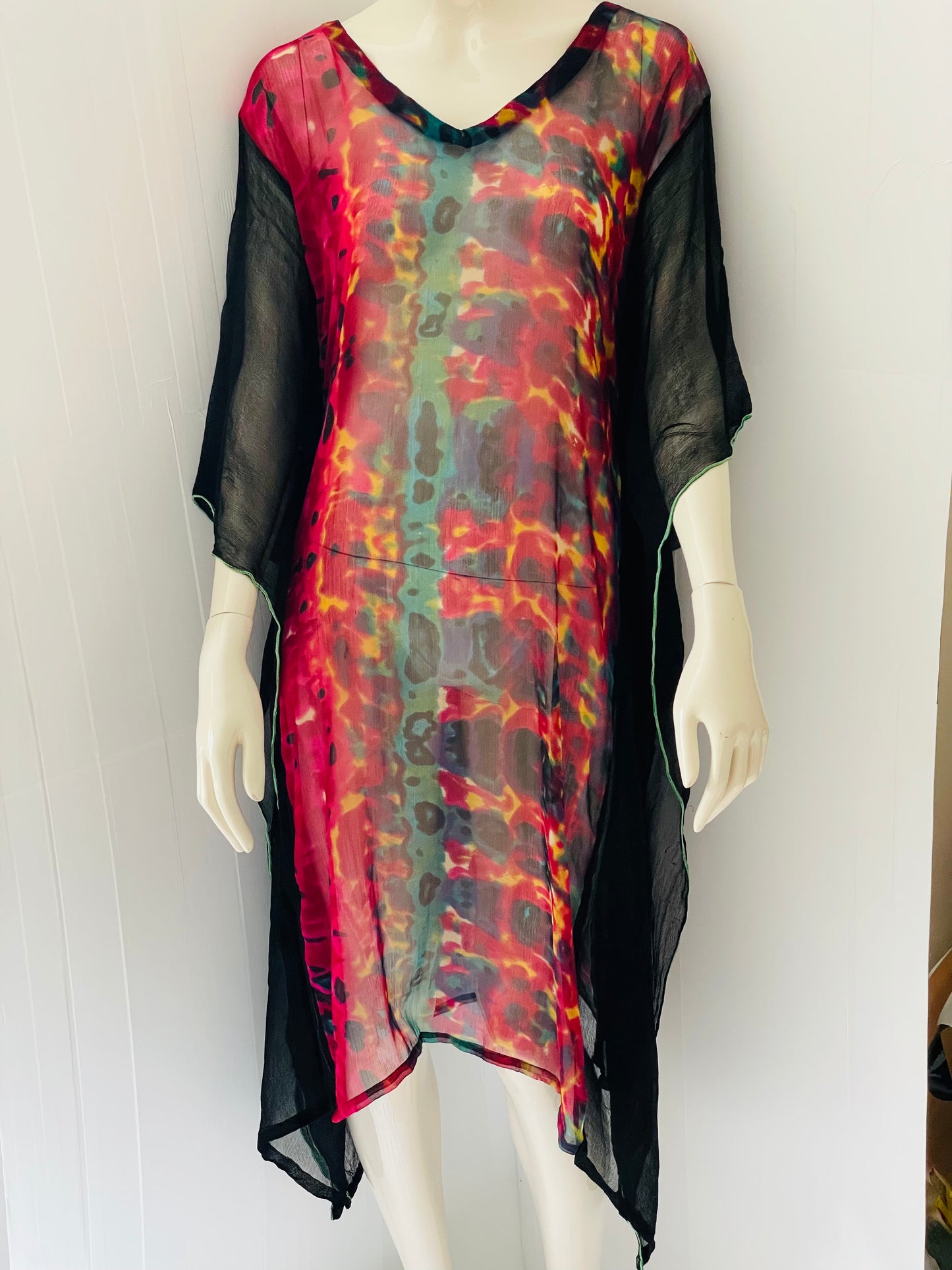 100% Chiffon Multicolour Kaftan One size Ladies Summer Kimono Kaftan Long dress