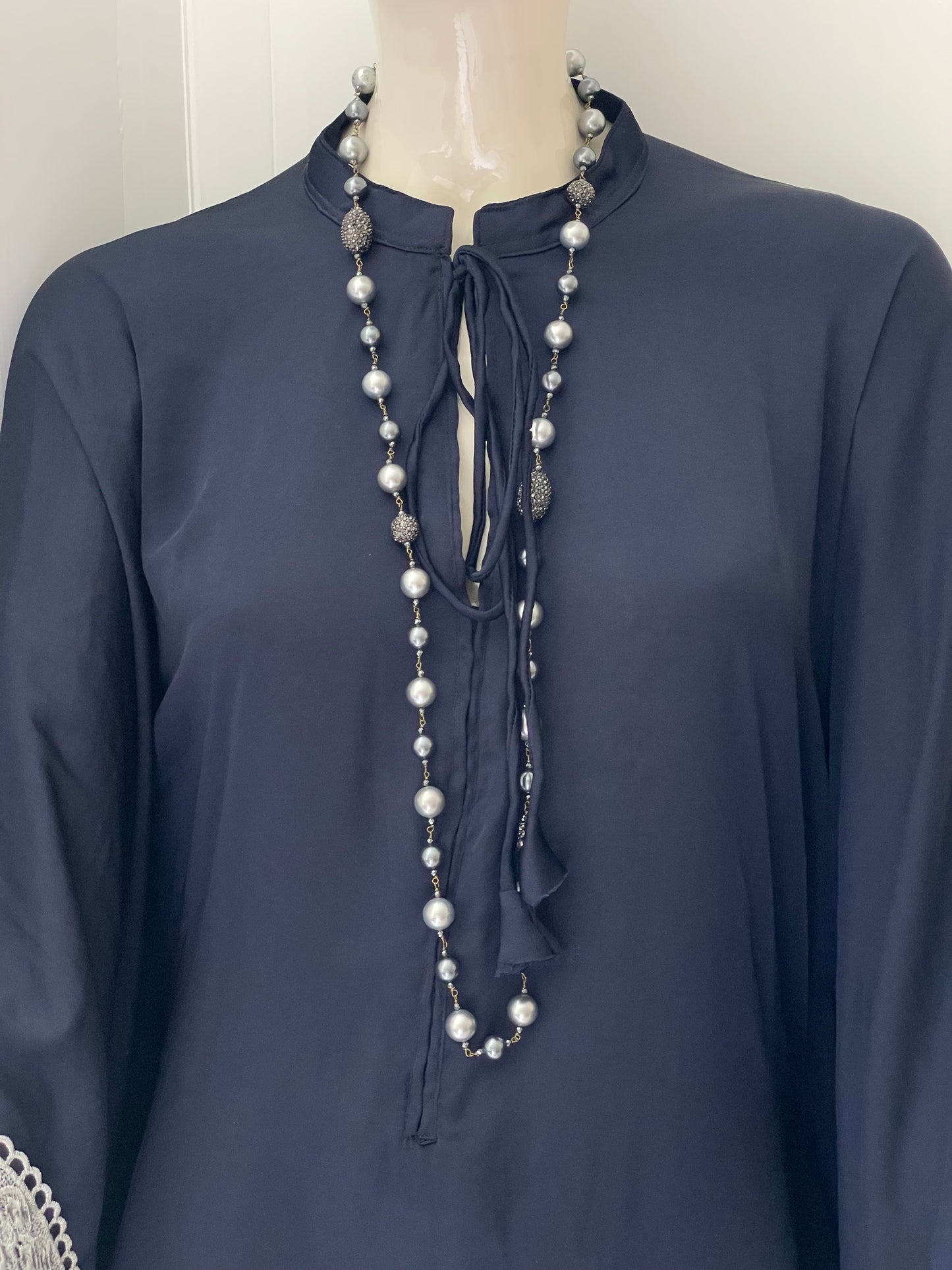 100% Silk Navy Kaftan Maxi Dress Womens Luxury Long Tunic Caftan Holiday kaftan